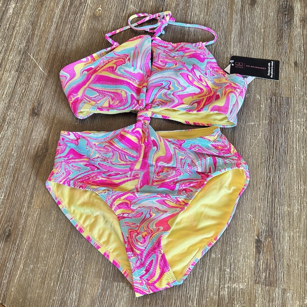 No Boundaries Nobo NWT JR Wom 7/9-M Bathing Suit Bikini-Style 1- Piece